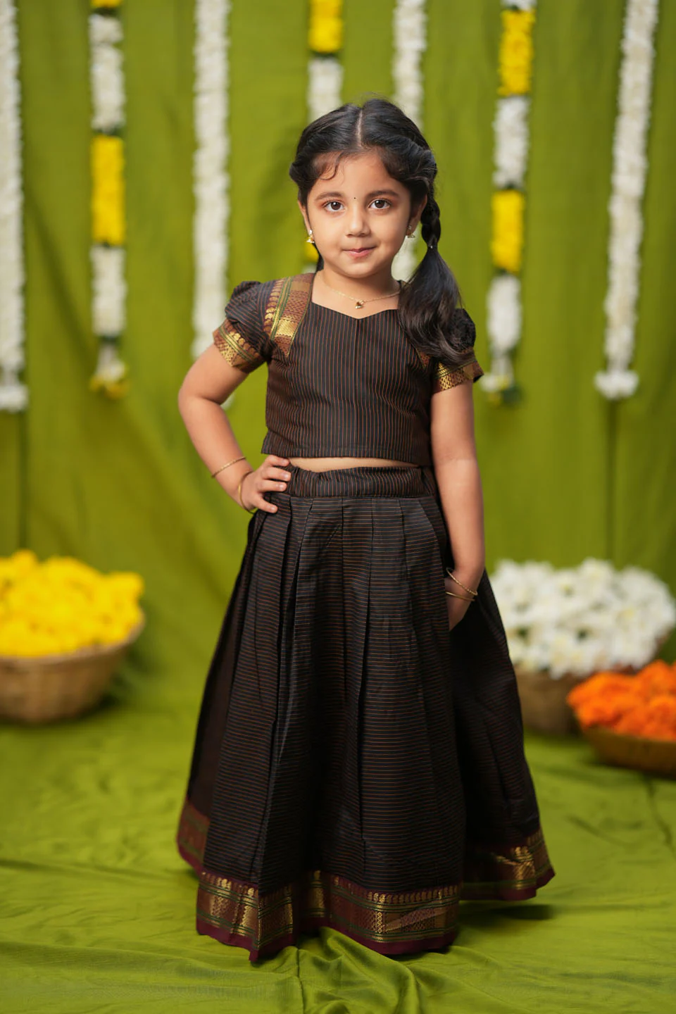 Abiradhi Black Handloom Top & Skirt Mini